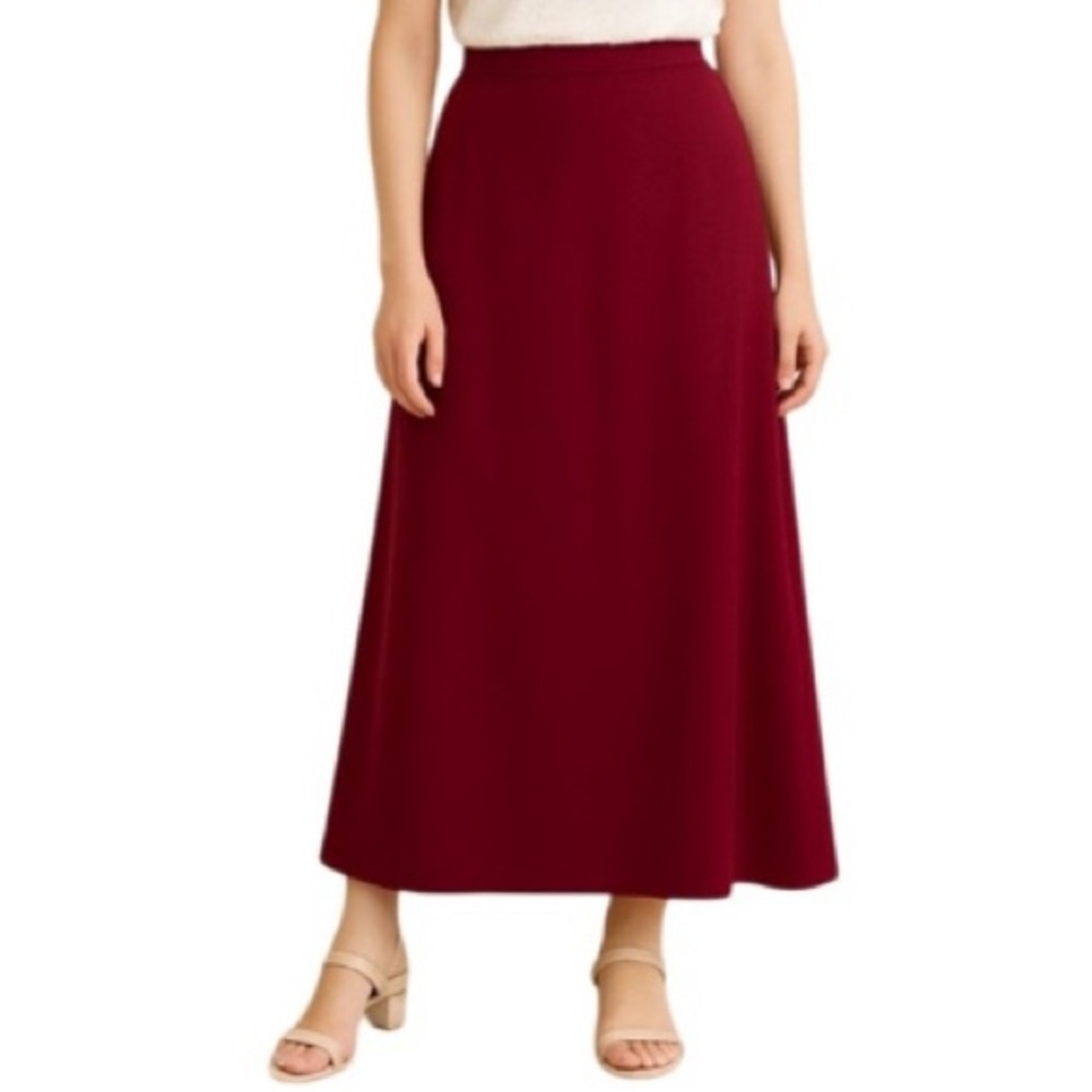 VINTAGE CYNTHIA TAYLOR Skirt Maxi Burgundy Wine Lined Women’s Large LIKE NEW